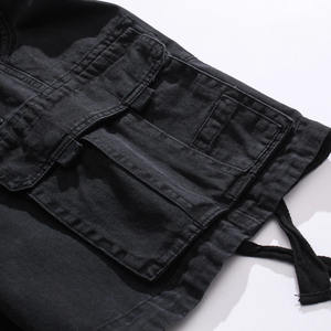 กางเกงยีนส์ขาสั้นทรงตรงสไตล์สปอร์ตสตรีทแวร์ปักลายสีดำสำหรับผู้ชาย มีหลายกระเป๋า ระบายอากาศได้ดี แห้งเร็ว กันน้ำ เหมาะสำหรับฤดูร้อน - Product Image 5