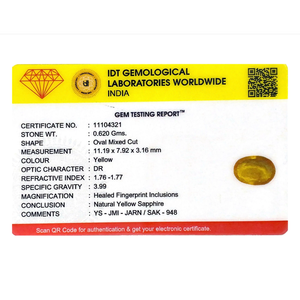 Yellow Sapphire 3.1 Carat Oval Cut Loose Gemstone for Fine Jewelry - Product Image 4