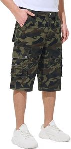 Shorts cargo camouflage pour homme, taille mi-haute, respirants, style décontracté, longueur bermuda, poches, taille élastique, 100% coton - Product Image 6
