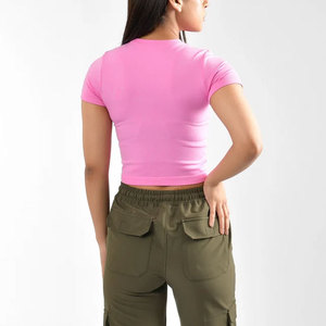 <b>Women</b> Exercise Athletic New 2026 Gym Top <b>Compression</b> High Elastic Custom Material Cotton Jersey Sports T-<b>Shirt</b> For Yoga Wear - Product Image 6