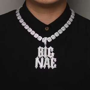 Cadena de tenis de lujo con diamantes, colgante con nombre personalizado, plata de ley 925 chapada en oro, collar de diamantes estilo hip hop para hombre, compromiso, boda - Product Image 3