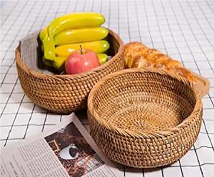 Bol à fruits en rotin poli fait main avec un tressage respirant qui garde les fruits frais, décoratif et raffiné pour une utilisation en cuisine - Product Image 5