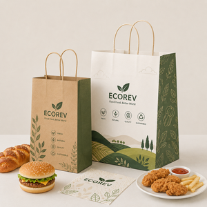 กล่องบรรจุภัณฑ์อาหารกระดาษคราฟท์ ECOREV รูปทรงสี่เหลี่ยมผืนผ้า รีไซเคิลได้ เป็นมิตรกับสิ่งแวดล้อม ใช้แล้วทิ้ง ประกอบเองได้ พิมพ์ UV ตามสั่ง - Product Image 2