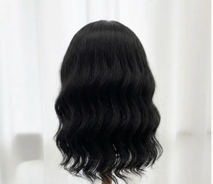 Peluca Sintética Negra Natural Ondulada de Primera Calidad con Flequillo, Sin Pegamento, Hecha a Máquina, de Alta Densidad, Larga, para Cosplay o Uso Diario - Product Image 5