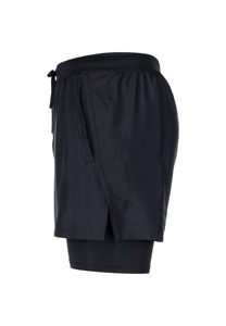 Men's Solid Black Quick Dry Drawstring Sport Shorts <b>Mid</b> Rise Short Length Spandex Nylon Knitted - Product Image 2