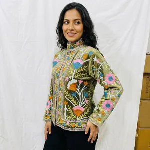 Sujani Eco-Friendly Vintage Floral <b>Pattern</b> Velvet Cotton <b>Jacket</b> Ladies Custom Logo <b>Quilted</b> Bomber Varsity Style Autumn Coat - Product Image 2