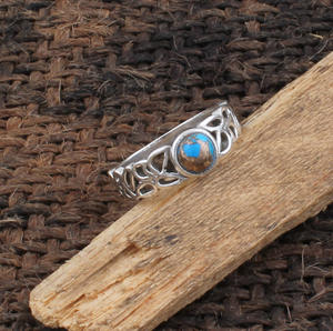 Natural Blue Copper Turquoise Bezel Setting 925 Sterling <b>Silver</b> Classic <b>Statement</b> Jewelry Oval <b>Ring</b> Women Boho Wholesale - Product Image 3