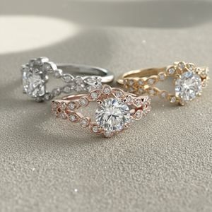 Anillo de Compromiso con Diamante Cultivado en Laboratorio, Chapado en Oro Rosa de 14K, Anillo de Novia Vintage con Diseño de Tallo Dividido, Joyería de Lujo Personalizada - Product Image 4