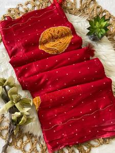 Gorgeous Looking Best Fabric Chinon Silk with Bandhani Print & Handwork Saree-Blouse Collection Supplier from Surat Saree <b>Love</b> - Product Image 5