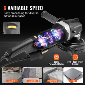 Lucidatrice a umido da 800W, smerigliatrice per cemento da 4 pollici con 6 velocità variabili e 7 kit di lucidatura per marmo e granito - Product Image 3