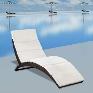 Chaise longue marron et blanc crème - Product Image 1