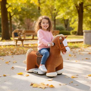 Cavallo Cavalcabile in Peluche a Batteria 6V con Musica, Pedale Avanti, Rivestimento Morbido al Tatto Lavabile per Bambini da 1,5 a 5 Anni - Product Image 2