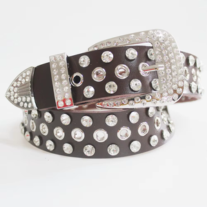 Cinturones de Cuero Genuino para Mujer con Hebilla Decorativa de Aleación con Diamantes, Anchos y Modernos con Pedrería para Combinar con Jeans y Pantalones - Product Image 6