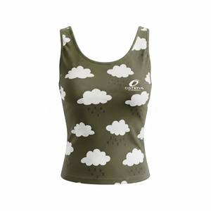 Débardeur côtelé vert pour femme, col rond, style formel, longueur standard, en polyester/coton, écologique et respirant - Product Image 6
