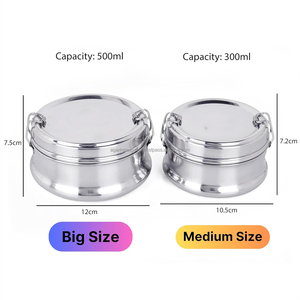 High Quality Elegant Stainless Steel Dual Tier Leak Proof <b>Lunch</b> Boxes <b>Set</b> of 2 with Plate Separator Bento Meal Box Lightweight - Product Image 3