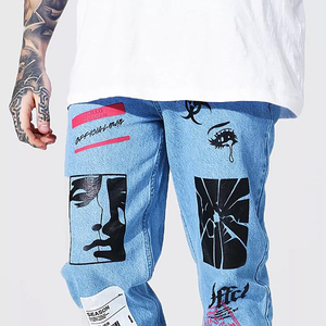 Custom Men’s Baggy Denim Jeans Loose Fit Streetwear Wide Leg Vintage Washed Cotton Jeans Pants for Men - Product Image 2