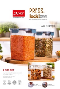 ANAX Airtight Plastic Food Storage Containers Square <b>Canisters</b> with Lids Stackable Kitchen Pantry Jar <b>Set</b> 2200 ML - Product Image 4
