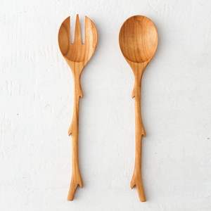 Ensemble de cuillères de cuisine en bois, cuillères de service en bois massif de 2 pouces pour mélanger, remuer, ustensiles de cuisine antiadhésifs, vaisselle, louche - Product Image 3