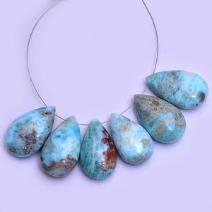 Perles de larimar naturelles, forme poire, lisses, 16x26mm, pierres semi-précieuses, pour la création de bijoux - Product Image 4