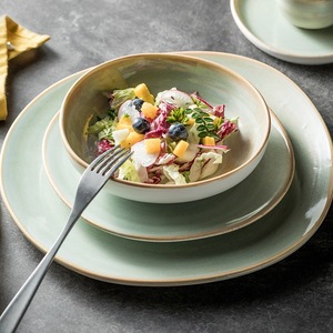 ชุดอาหารเซรามิกเคลือบลายเขียวแบบคลาสสิก ทนทาน เป็นมิตรกับสิ่งแวดล้อม ปลอดสาร BPA - Product Image 3