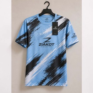 T-shirt de performance personnalisé en gros pour l'industrie Ziakot, couleurs bleu, noir et blanc - Product Image 1