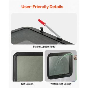 Ventana tintada para RV con anillo de embellecimiento para mosquitera, 30 pulgadas de ancho x 22 pulgadas de alto, para paredes de 1 1/4 pulgadas y 1 13/16 pulgadas de grosor, accesorio exterior para RV - Product Image 5