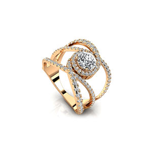 Bague unisexe de luxe en or 14 carats avec diamant de laboratoire taillé de 1 carat (6,5 mm), certifié IGI, design croisé unique, bijoux fins - Product Image 3