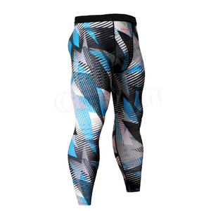 Leggings de compression intégrale pour homme Capcan, imprimé géométrique, en spandex et polyester tricoté, taille élastique sportive, toutes saisons - Product Image 1