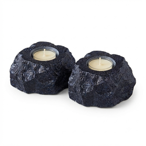 Support de bougie en pierre naturelle sculptée à la main en pierre de cristal bleue, pierre précieuse d'agate, pour la guérison, vente en gros - Product Image 3