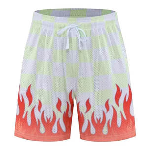 Shorts de basketball pour hommes taille haute, ensembles personnalisables imprimés, en tissu polyester extensible, avec cordon de serrage à la taille, respirants - Product Image 1
