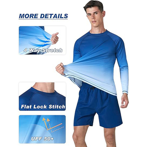 Maillot de bain unisexe sans manches, dégradé bleu et blanc, polyester/nylon 160g, séchage rapide, respirant, anti-UV - Product Image 5