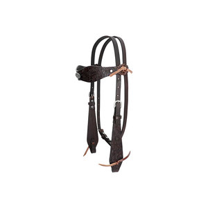 Têtière en cuir marron de haute qualité avec design en maille de nylon Spandex cousu et sangles réglables pour l'équitation - Product Image 4