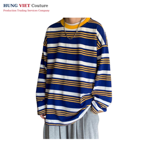 เสื้อแขนยาวบ็อกซี่สีฟ้าลาเวนเดอร์ใส่ได้ทุกวันเสื้อยืดผ้าถักยาวถึงสะโพกผ่อนคลาย - Product Image 4