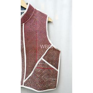 Indian Handmade Cotton Vintage Patchwork Short Vest <b>Jacket</b> <b>Women</b> Breathable Eco-Friendly Outerwear V-Neck Covered Buttons - Product Image 1
