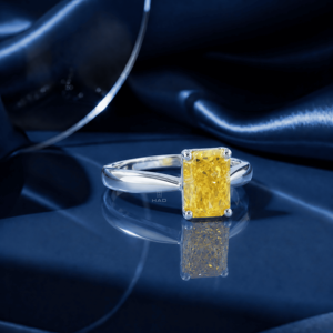 Anillo de Compromiso Solitario con Diamante Amarillo Cultivado en Laboratorio, Corte Radiante, Oro Blanco, Anillo de Promesa, Joyería Fina Minimalista para Novia, Regalo - Product Image 6