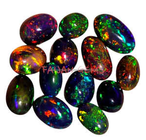 Opale d'Éthiopie noire naturelle en gros, cabochon lisse, fabrication de bijoux, opale de feu de Welo, pierre précieuse en vrac, fabrication de pendentifs, tiers - Product Image 1
