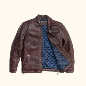 Wholesale Leather Fabric International Brown Jacket <b>Zip</b> <b>up</b> Genuine Leather Jacket for Men - Product Image 1
