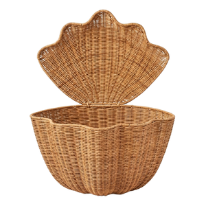 Cesta de Mimbre Premium con Forma de Concha para Guardar Juguetes, Organizador de Toallas, Cesto de Ropa con Tapa, Venta al Por Mayor - Product Image 1