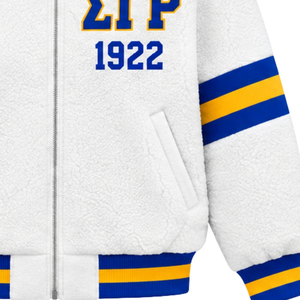 เสื้อแจ็คเก็ตเชอร์ปาแบบกลับด้านได้สำหรับผู้หญิง Custom Sigma Gamma Rho  เสื้อคลุมบอมเบอร์ขนแกะอุ่นๆ  เสื้อคลุมกันหนาวแบบสองด้านสำหรับชมรมนักศึกษากรีก  OEM - Product Image 6