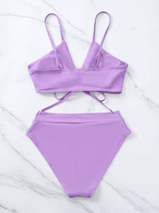 Conjunto de Bikini Premium para Mujer, Dos Piezas con Tiras Cruzadas, Estilo Halter, para Vacaciones en la Playa, Resort de Verano, Moda - Product Image 6