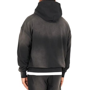 Sudadera con Capucha para Hombre, Estilo Casual Urbano, Diseño Holgado con Bolsillos Grandes, Color Negro Deslavado, Tallas Grandes - Product Image 2