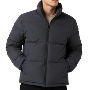 Custom Solid Dark Grey Winter Jacket Men Streetwear Minimalist Blank men's Puffer Jacket High Quality Padded <b>Bubble</b> <b>Coat</b> - Product Image 2