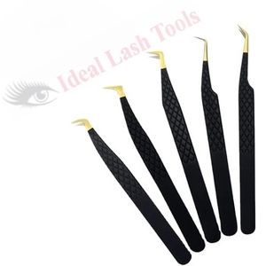 Pince à épiler professionnelle noire en acier inoxydable pour extensions de cils, haute précision, antistatique, applicateur pour cils volumineux - Product Image 2