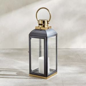 Golden <b>Brass</b> Rectangle <b>Lanterns</b> with Star Cutouts for Home Decoration - Product Image 2