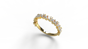 Elegant 18K Gold Marquise Round Diamond Flower Ring Floral Cluster Band Unique Stackable Ring Eternity Ring Jewelry for Women - Product Image 2