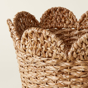 Handwoven Seagrass <b>Basket</b> Round Scalloped Edge Natural Weave Sustainable <b>Storage</b> <b>Basket</b> Wholesale Bulk Supplier Home Organizer - Product Image 3