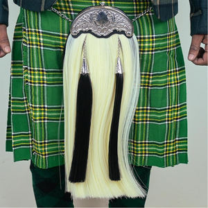 Sporran blanc en longs crins de cheval (100% original) avec cantle uni Sutherland Highlanders, personnalisable pour la pratique musicale - Product Image 4