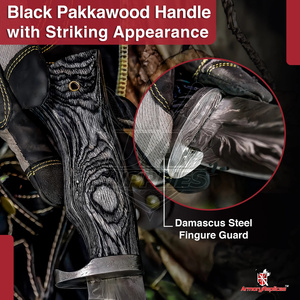 Cuchillo de Caza UA Supplies Industrial de Alta Calidad con Hoja de Acero Damasco con Patrón de Plumas en Mosaico y Mango Ergonómico de Madera - Product Image 6