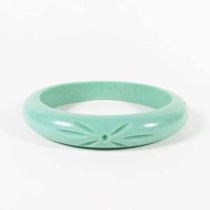Bracelet jonc sculpté en résine époxy, rond, vert sarcelle, écologique, pour moulage, artisanat artistique, bijou de collection, accessoire décoratif - Product Image 3