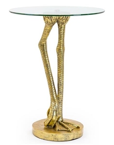 Brass Bird Leg <b>Side</b> <b>Table</b> Glass Top Antique <b>Gold</b> Finish Shape Fully Assembled Luxury Designer Metal Furniture Modern Living - Product Image 4